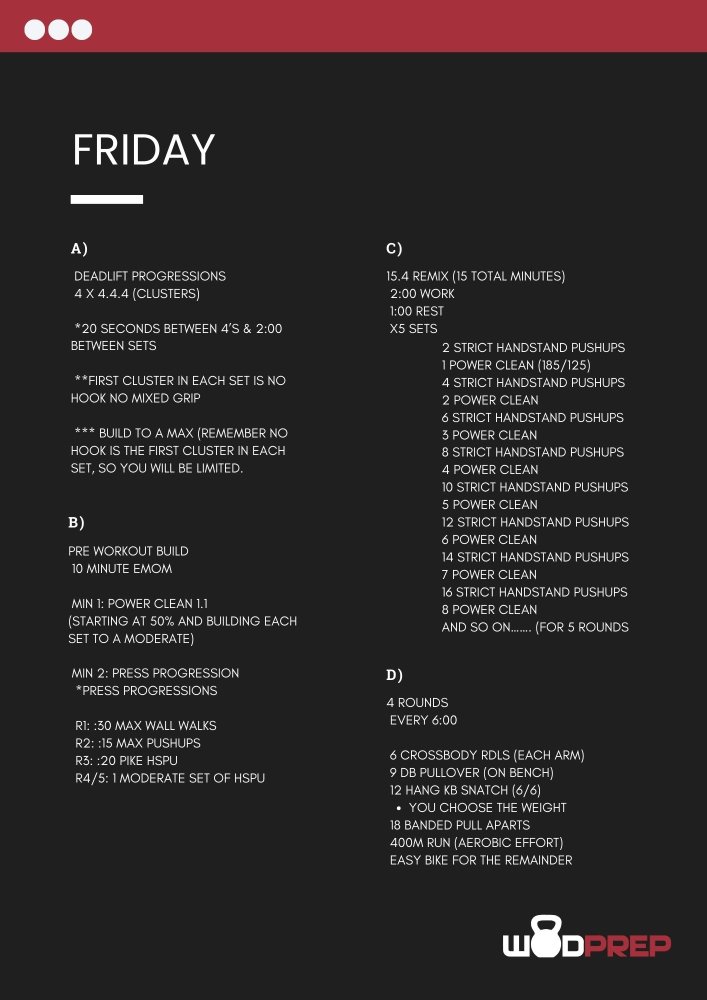 WP rx Crossfit sample programming friday